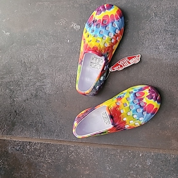 NWT Vans Kids Slip On TRK Shoe Rainbow Tie dye Girl Boy Toddler Size 9 - Picture 3 of 5